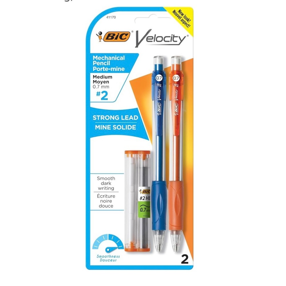 BIC Velocity Original Mechanical Pencil, Medium Point (0.7mm), 2-Count